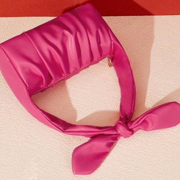 Ruched faux leather Bag Minimalist  Pink - Picture 5 of 9